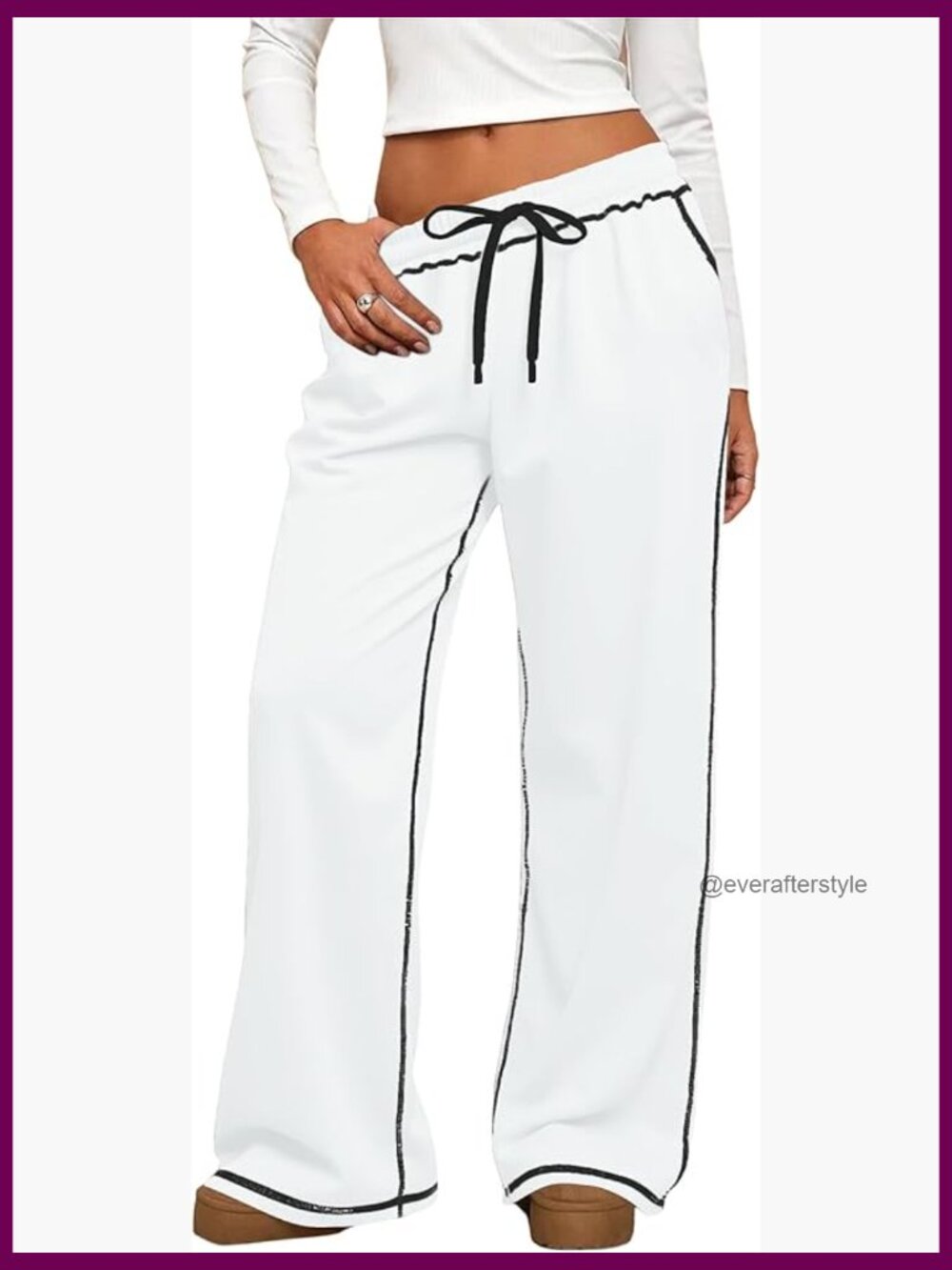 Wide Leg Sweatpants Low Rise Baggy Fleece with Pockets - Picture 1 of 7